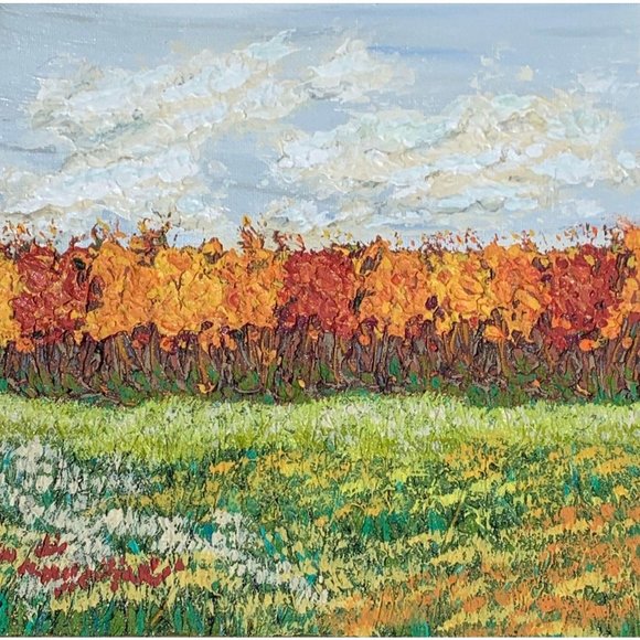 Autumn on My Mind Acrylic Mixed Media Painting